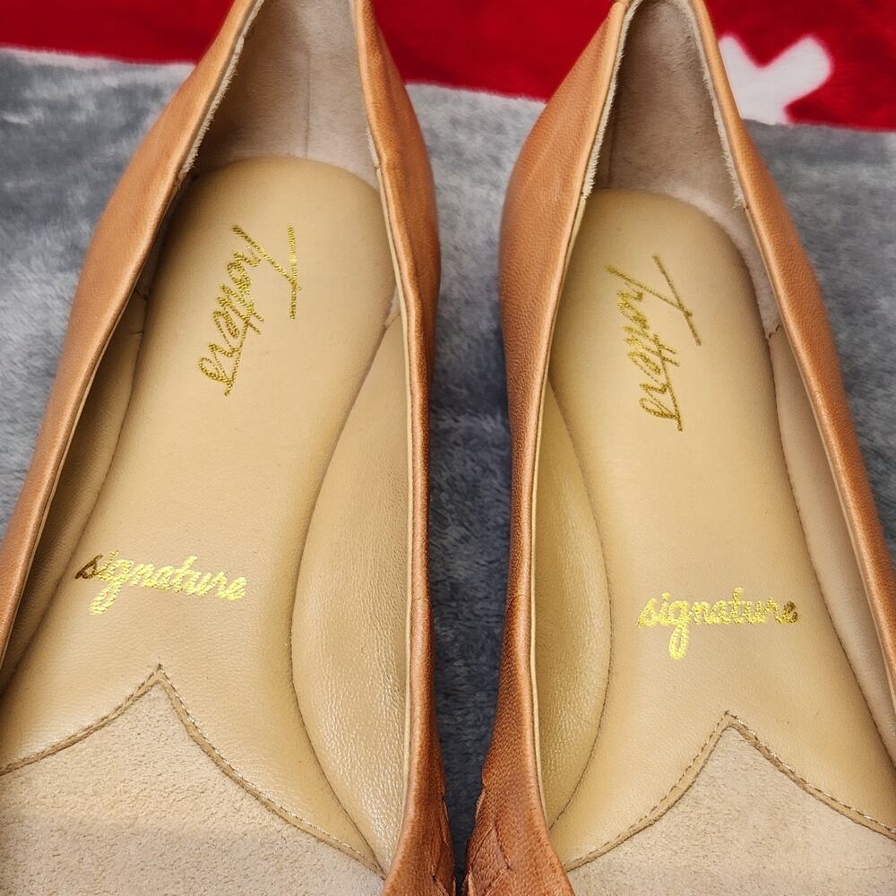 Trotters Signature Woven Leather Flats Women's 7.5M Tan Cognac Pointed Toe... - Picture 2 of 11